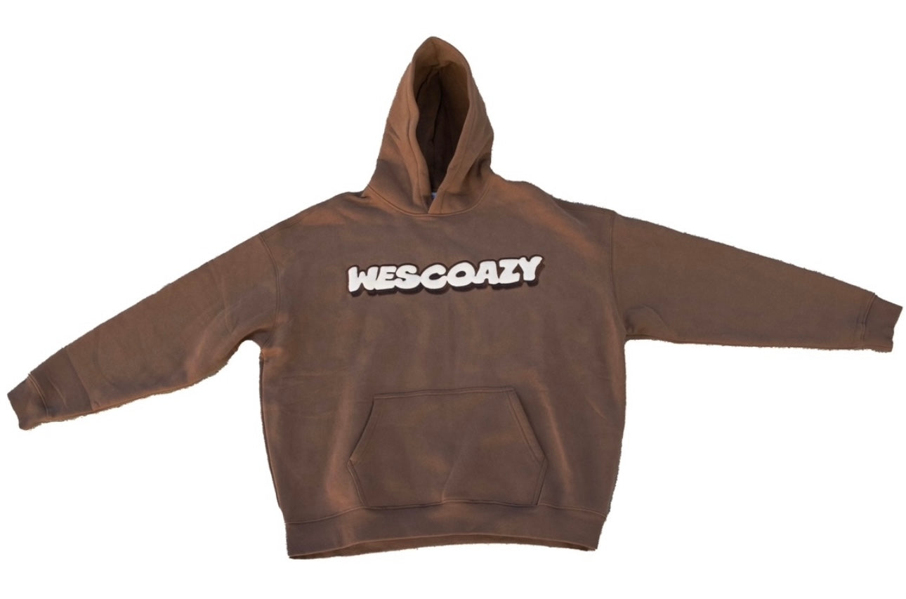 WESCOAZY EMBROIDERY BROWN HOODIE