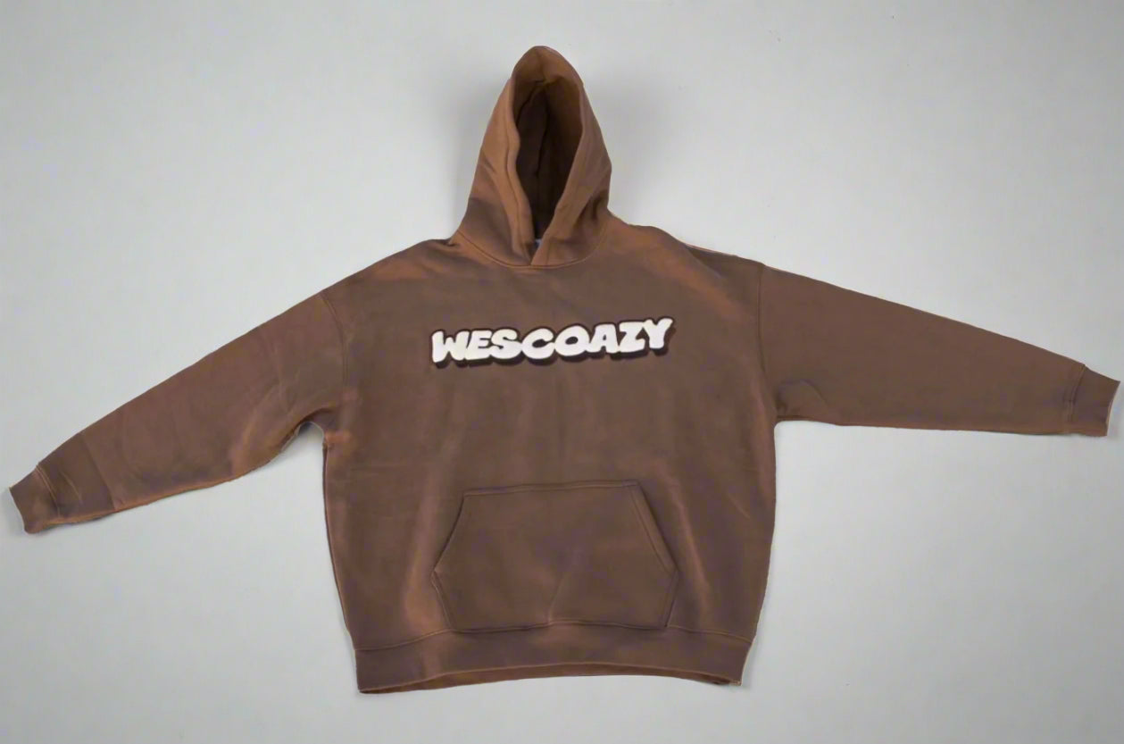 WESCOAZY EMBROIDERY BROWN HOODIE